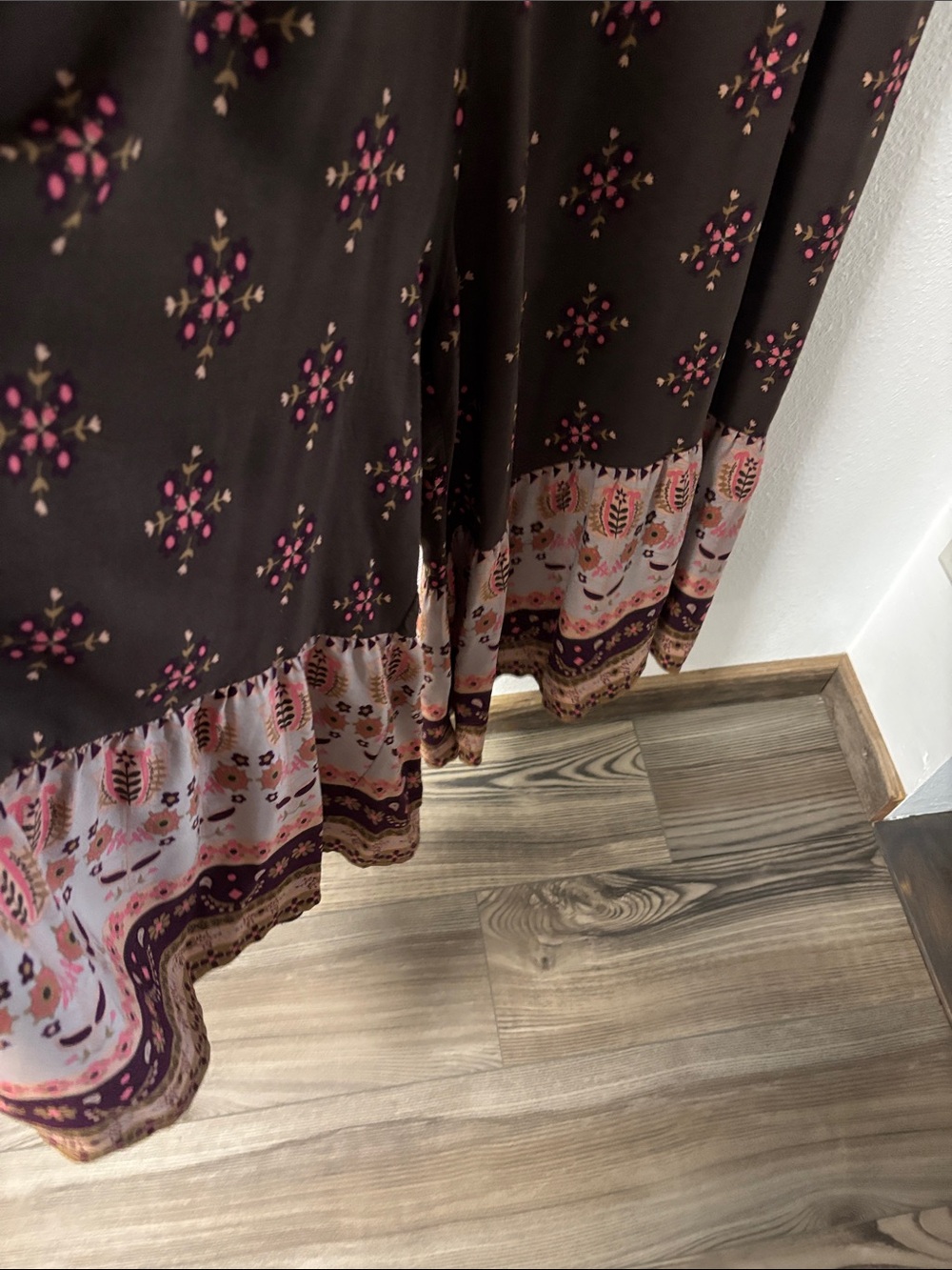NATURAL LIFE Brown Jumpsuit with Pink Printed Hem